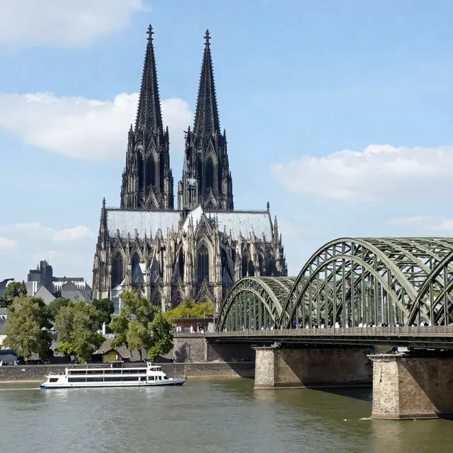 Cologne Cathedral and the Hohenzollern Bridge over the River Rhine